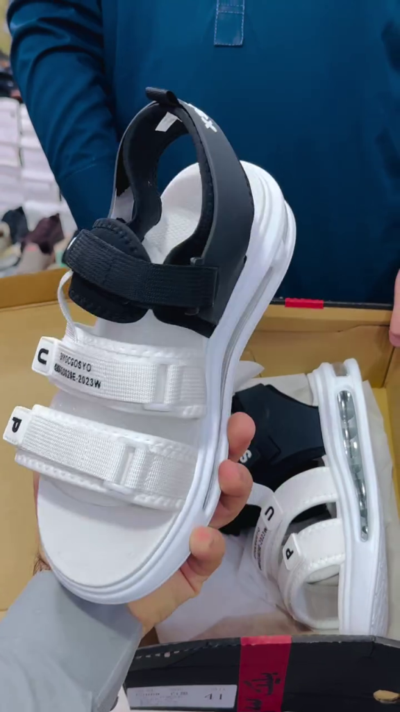 Sporty White & Black Sandals – Modern Style with a Statement Sole
