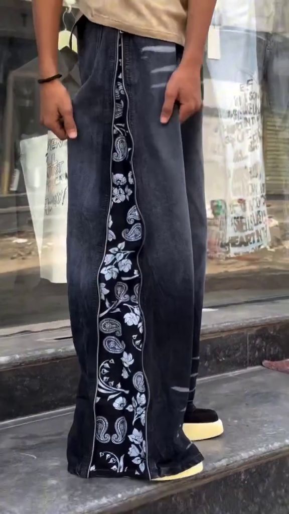 👖 PRODUCT 1 — Premium Wide-Leg Contrast Panel Denim Jeans