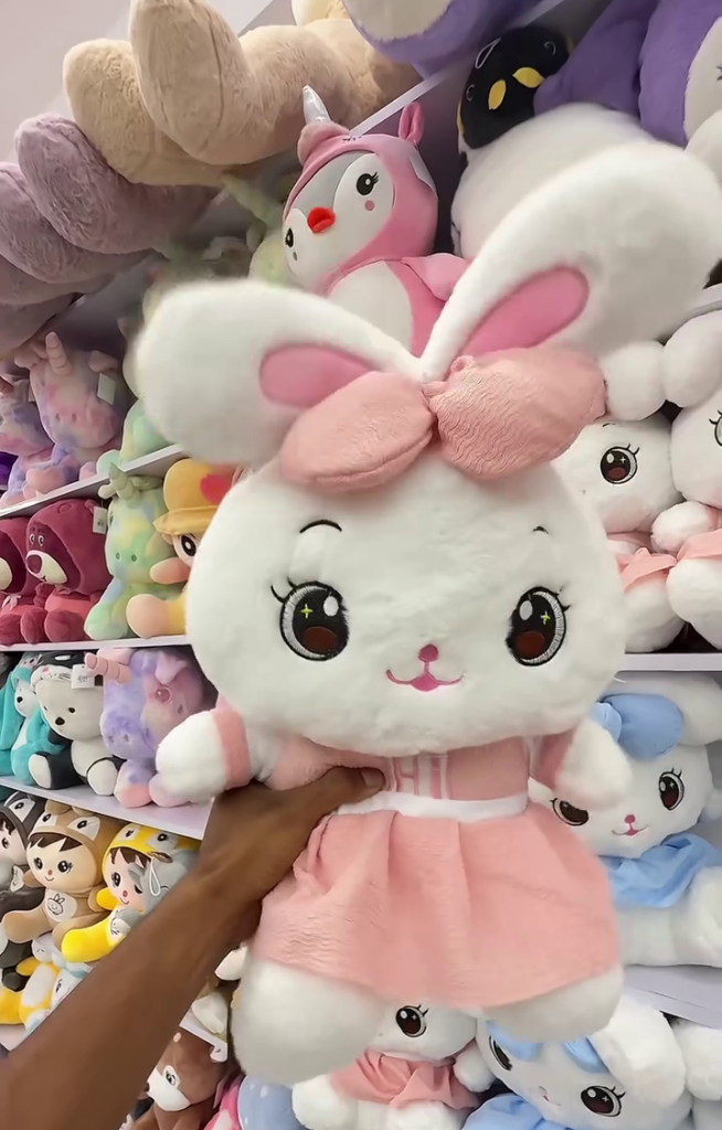Adorable Premium White & Pink Bunny Girl Soft Plush Toy with Oversized Floppy Ears, Cute Pink Bow, Sparkling Embroidered Eyes, Sweet Doll-Inspired Face, Soft Cuddly Body & Charming Dress-Up Design for Kids, Gifting and Room Décor 🐰🎀💗✨