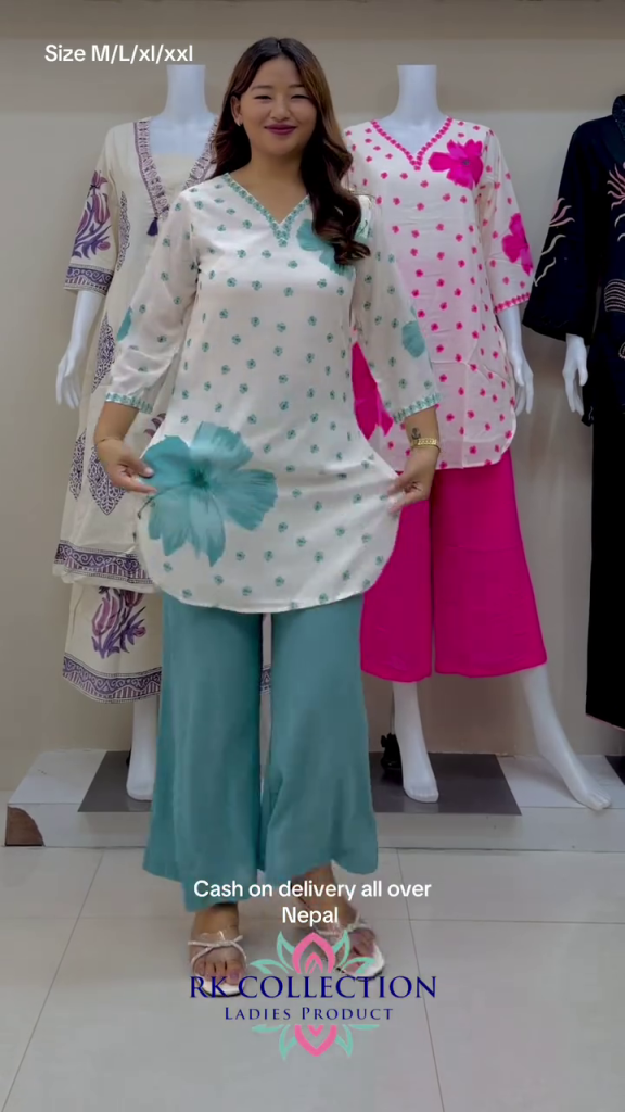🌷  Elegant Floral Printed Women’s Kurta Set with Matching Pants – Comfortable Contemporary Ethnic Co-Ord Outfit for Everyday Style ✨💚