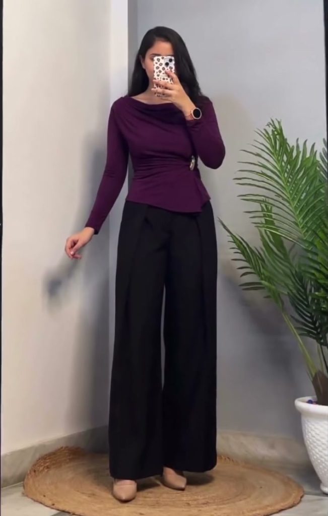 Modest Full Sleeves Top – Purple Draped
