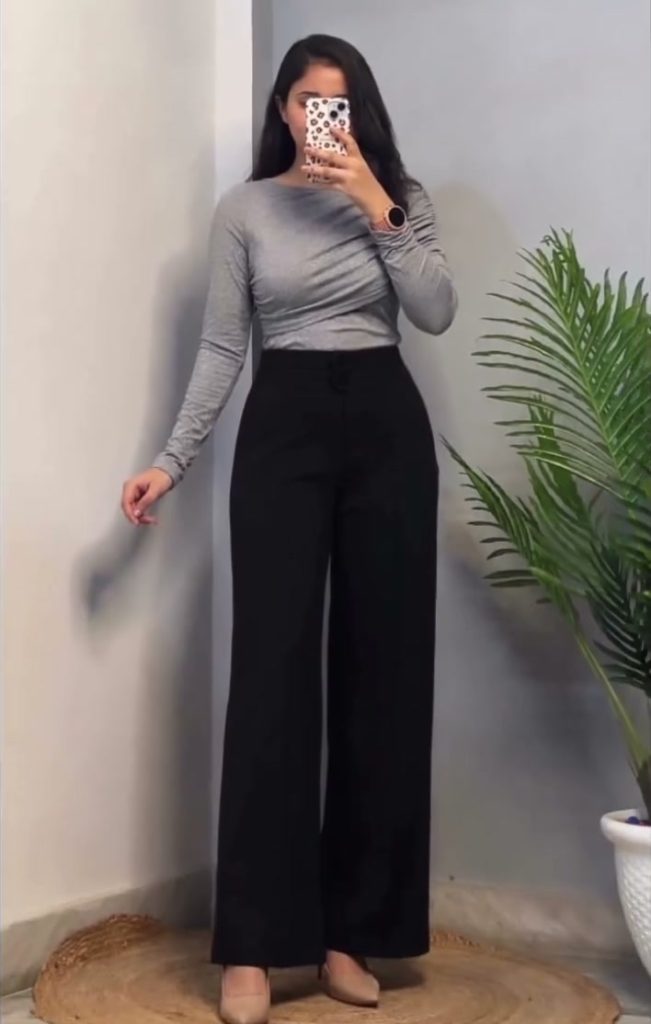 Modest Full Sleeves Top – Grey Fitted