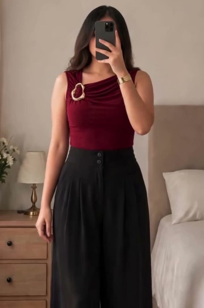 Modest Top – Maroon Cowl