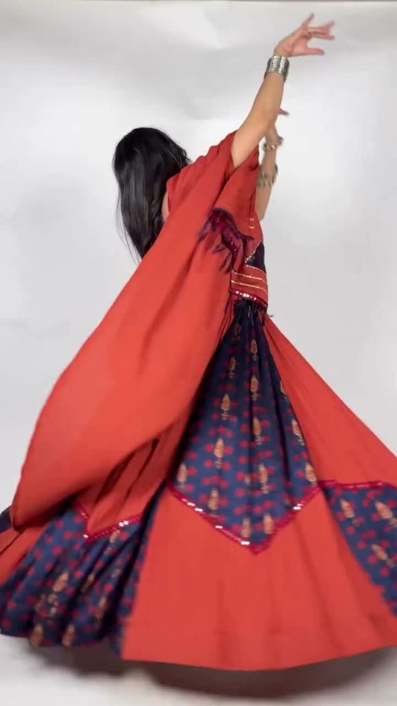 Chaniya Choli – Rust and Navy Blue Printed