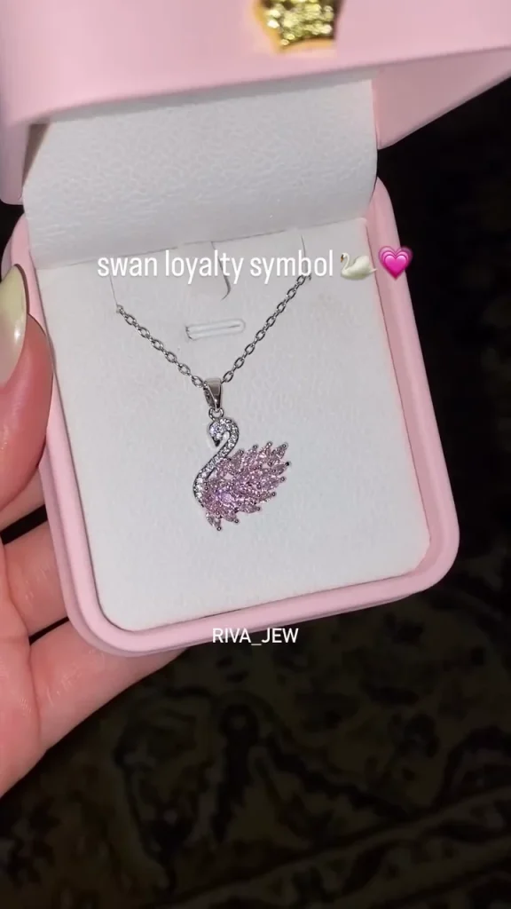 Enchanted Swan Love Crystal Pendant Necklace